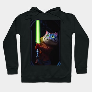 Fun Cat Print ~ AI Art ~ Fantasy Cat ~ Sci-fi Cat ~ Cats with Lightsabers Hoodie